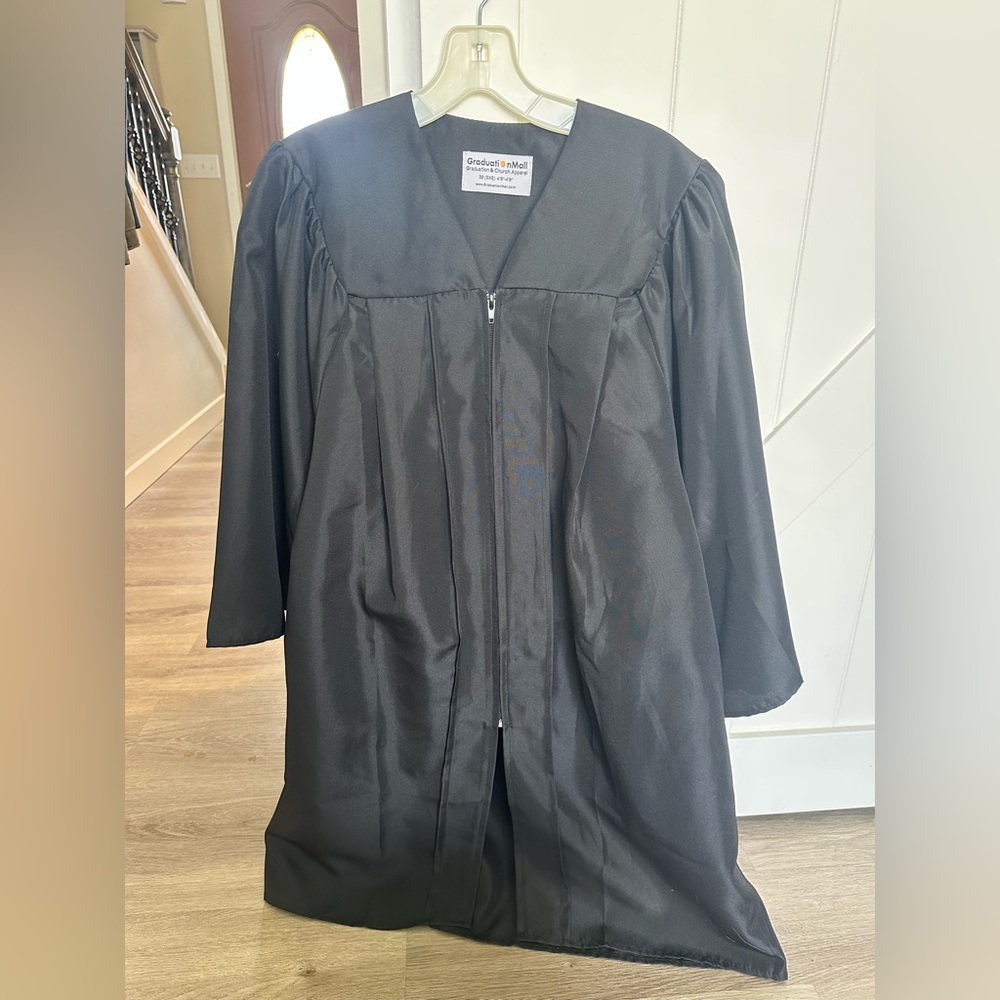 Kids Graduate Gown Black Zippered Robe